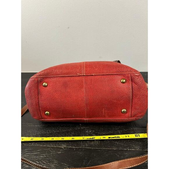 Vintage Fossil Red Pebbled Leather Purse Shoulder Bag - Picture 8 of 13